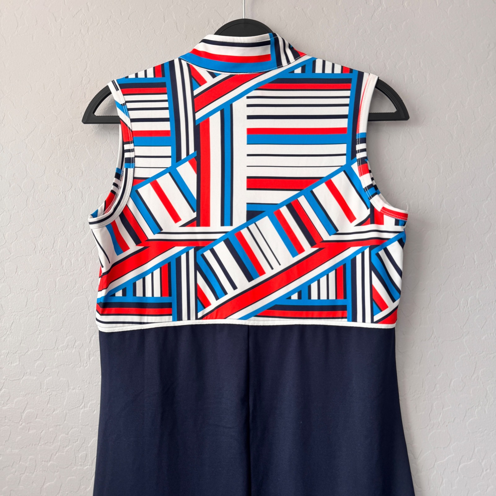 Ggblue Luxe Sport Golf Dress Navy Red White Geometric Mock Sleeveless 1/4 Zip — image 5 of 8